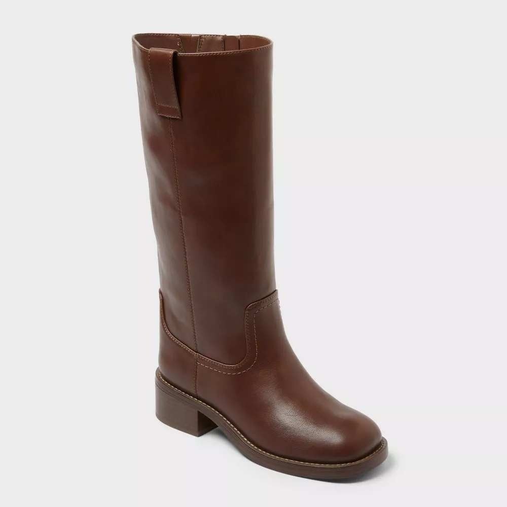 Universal Thread Mai Women Brown Mid Calf Block Heel Boots | Size 6.5 New